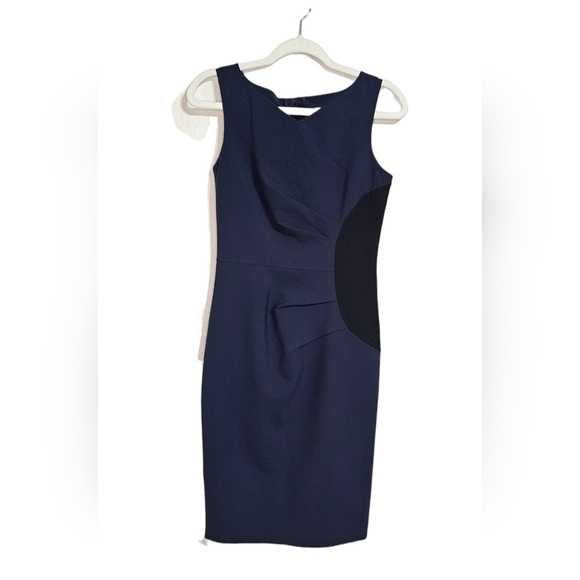 Carolina Herrera Navy Blue Sleeveless Silhouette career work Dress Size 2 Italy - Picture 7 of 12